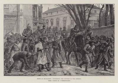 Riots in Bucharest, dispersing the Rioters in the Streets by Johann Nepomuk Schonberg